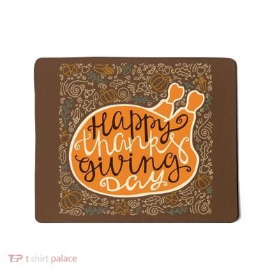 Happy Thanksgiving Day Turkey Pumpkin Logo Mousepad