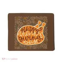 Happy Thanksgiving Day Turkey Pumpkin Logo Mousepad thumb 0