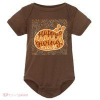Happy Thanksgiving Day Turkey Pumpkin Logo Baby Bodysuit thumb 0