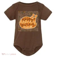 Happy Thanksgiving Day Turkey Pumpkin Logo Baby Bodysuit thumb 0