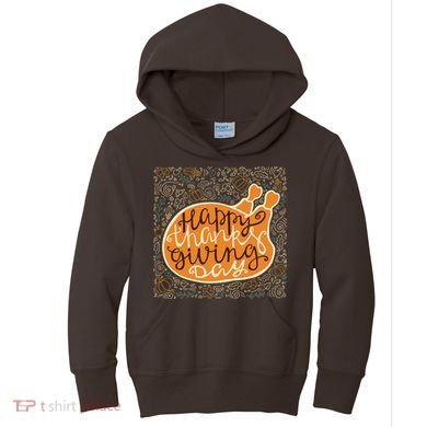 Happy Thanksgiving Day Turkey Pumpkin Logo Kids Hoodie
