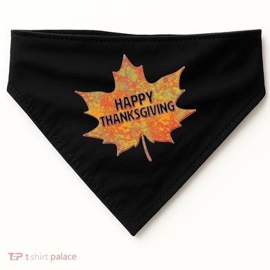 Happy Thanksgiving Fall Leaf USA-Made Doggie Bandana