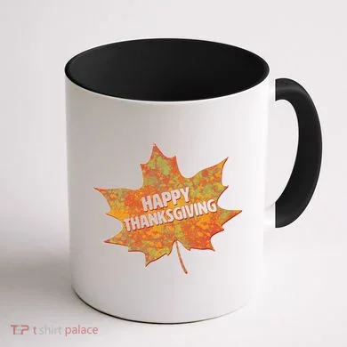 Happy Thanksgiving Fall Leaf Coffee Mug back