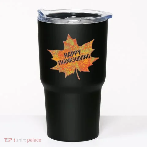 Happy Thanksgiving Fall Leaf Tumbler in the selected color