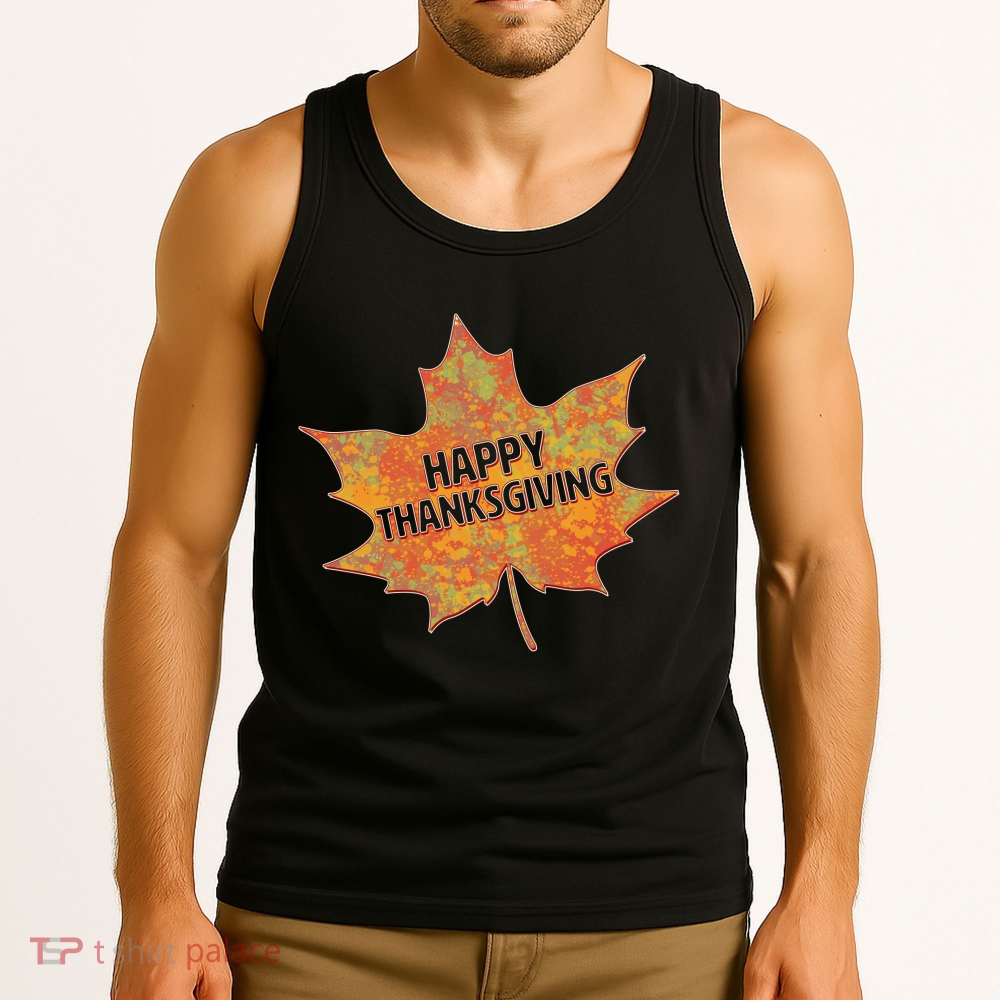 Happy Thanksgiving Fall Leaf Tank Top