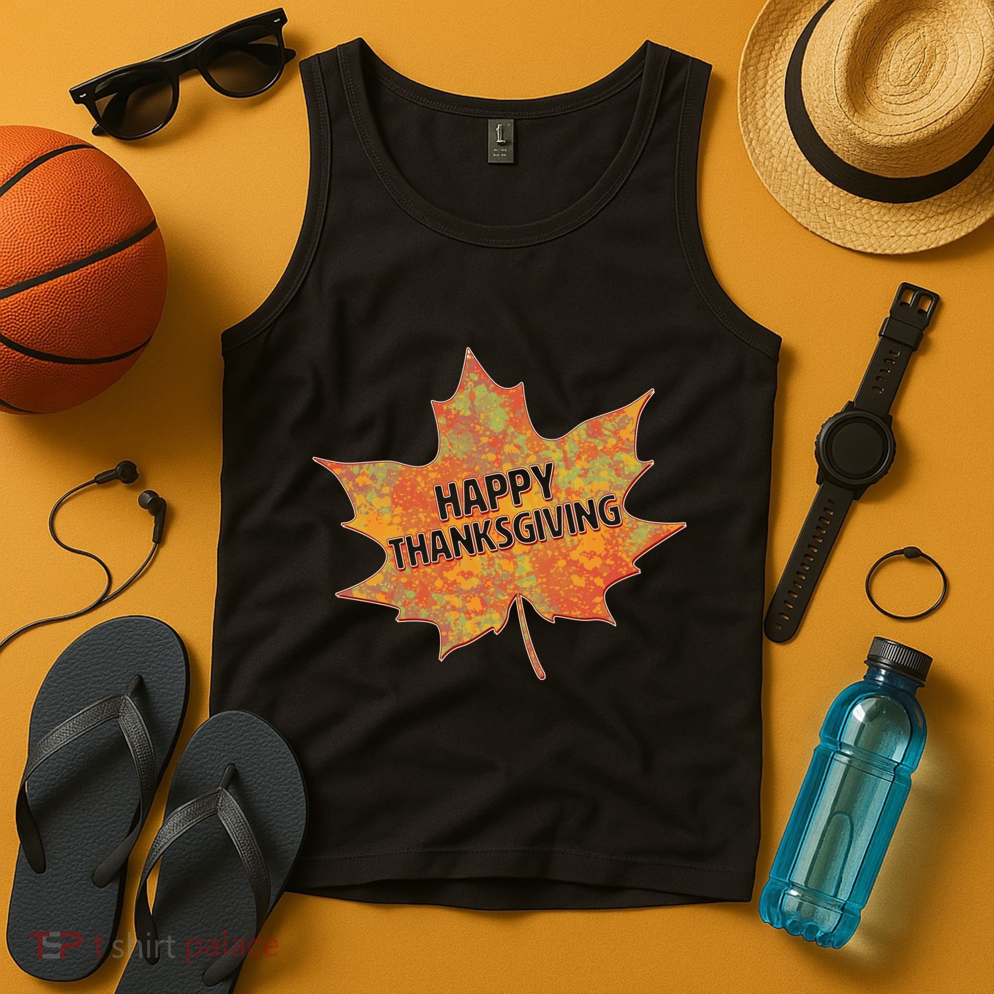 Happy Thanksgiving Fall Leaf Tank Top