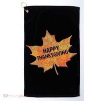 Happy Thanksgiving Fall Leaf Golf Towel thumb 0