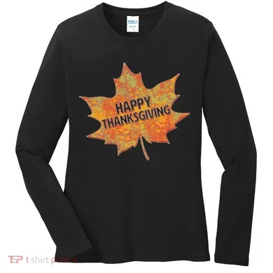 Happy Thanksgiving Fall Leaf Women's Long Sleeve Shirt