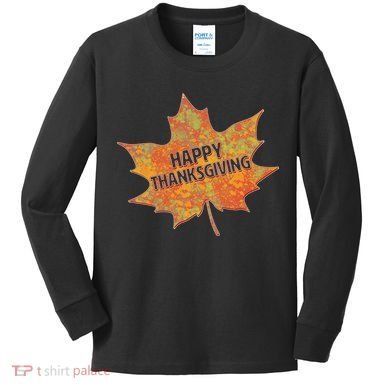 Happy Thanksgiving Fall Leaf Kids Long Sleeve Shirt