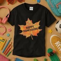 Happy Thanksgiving Fall Leaf Kids T-Shirt thumb 3