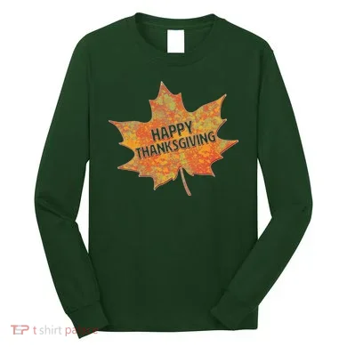 Happy Thanksgiving Fall Leaf Long Sleeve Shirt