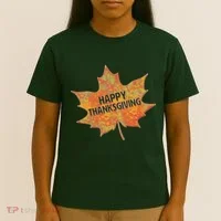 Happy Thanksgiving Fall Leaf T-Shirt thumb 4