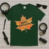 Happy Thanksgiving Fall Leaf T-Shirt thumb 5