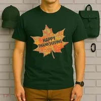 Happy Thanksgiving Fall Leaf T-Shirt thumb 6