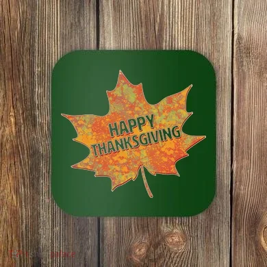 Happy Thanksgiving Fall Leaf Coaster