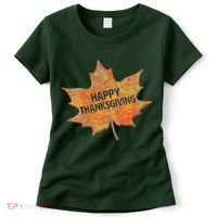 Happy Thanksgiving Fall Leaf Women's T-Shirt thumb 0