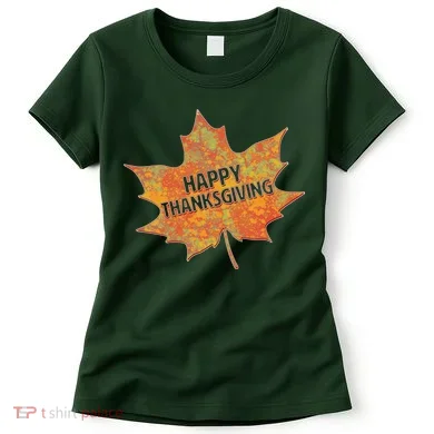 Happy Thanksgiving Fall Leaf Women's T-Shirt