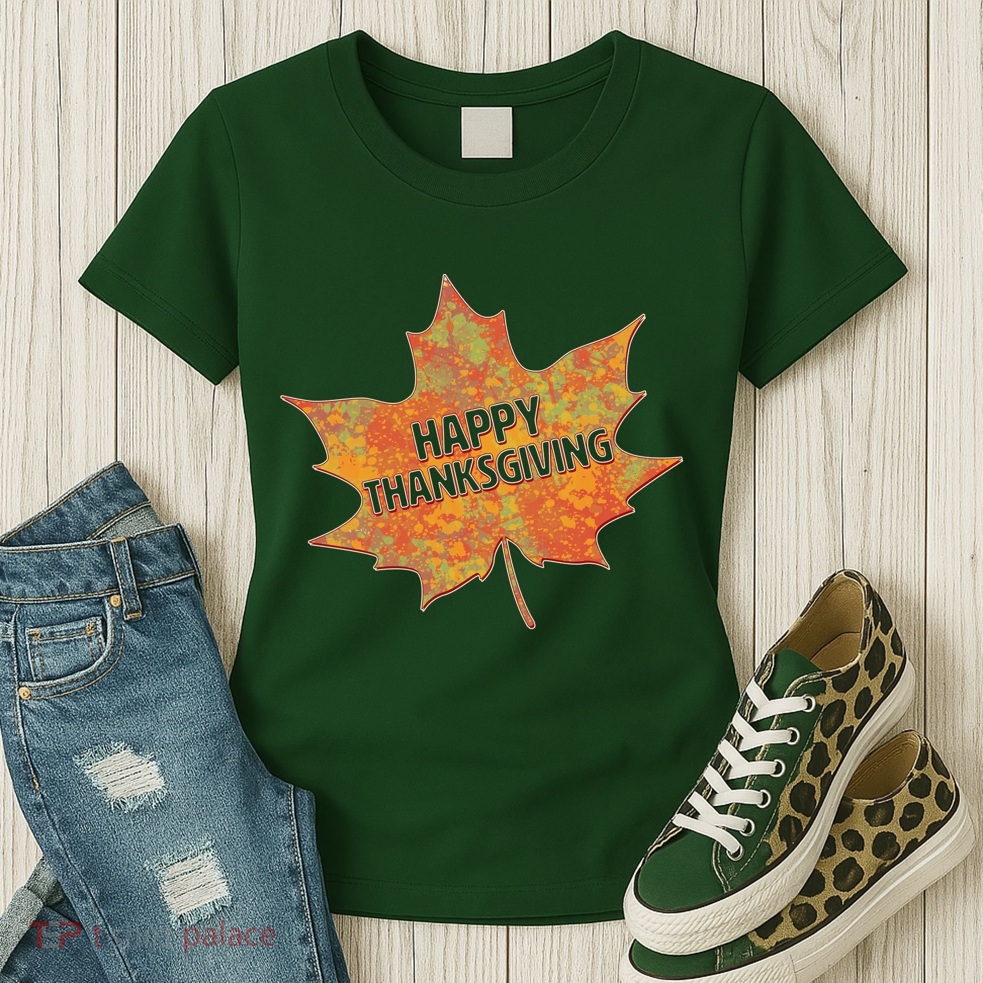 Happy Thanksgiving Fall Leaf Women's T-Shirt
