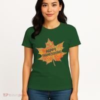 Happy Thanksgiving Fall Leaf Women's T-Shirt thumb 4
