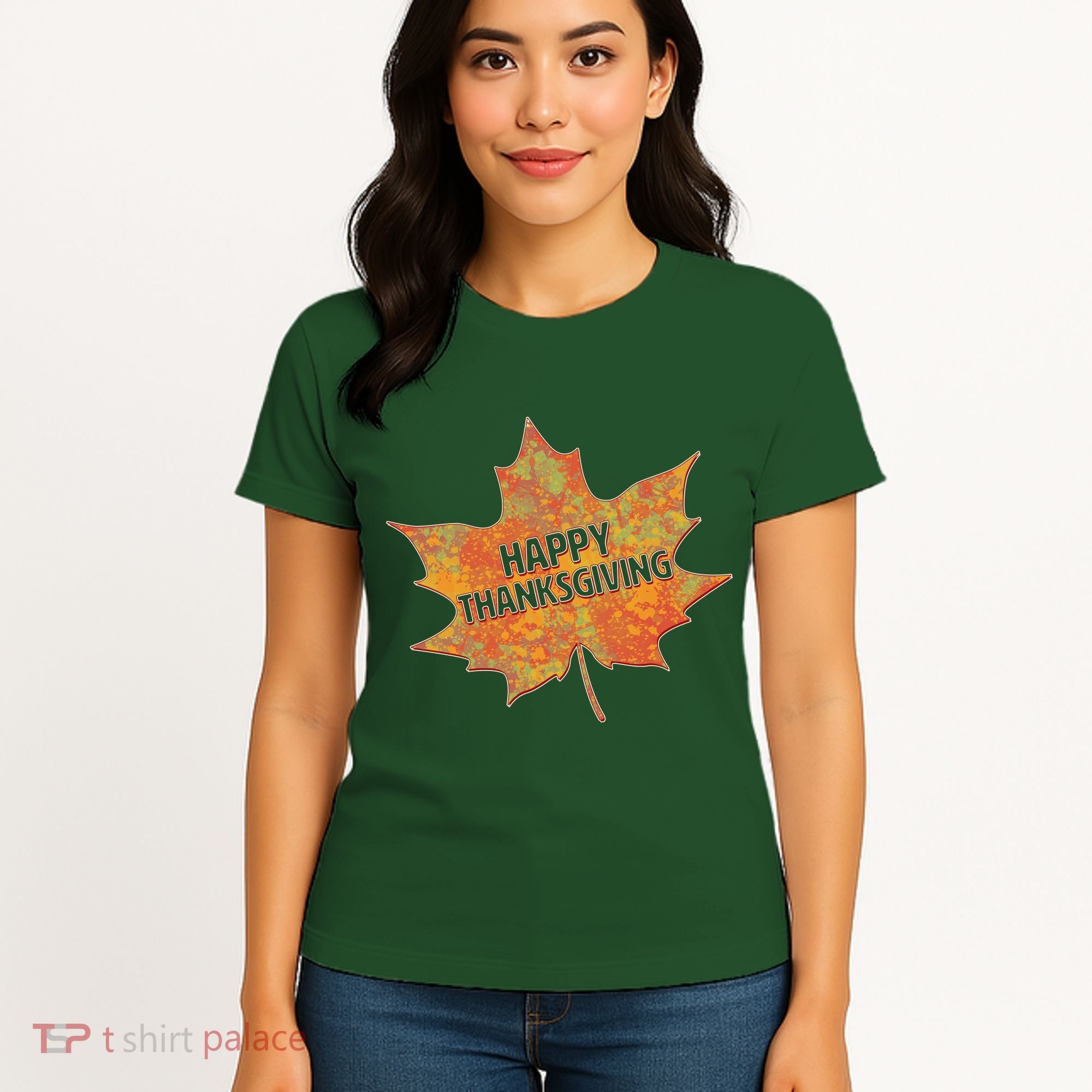 Happy Thanksgiving Fall Leaf Women's T-Shirt