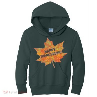Happy Thanksgiving Fall Leaf Kids Hoodie