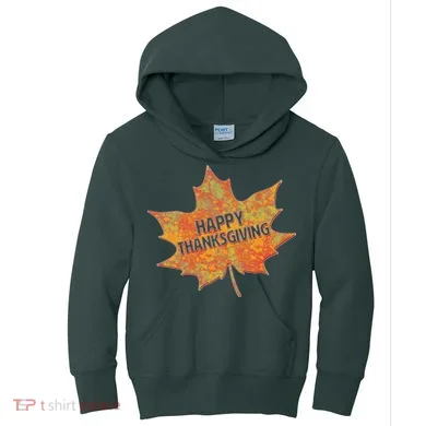Happy Thanksgiving Fall Leaf Kids Hoodie