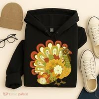 Happy Thanksgiving Floral Turkey Hoodie thumb 4