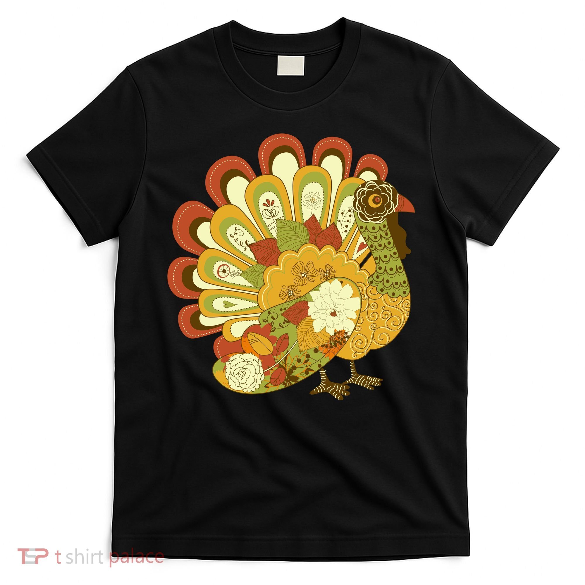 Happy Thanksgiving Floral Turkey T-Shirt