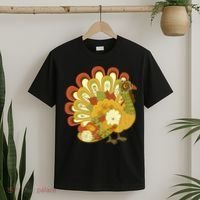 Happy Thanksgiving Floral Turkey T-Shirt thumb 2