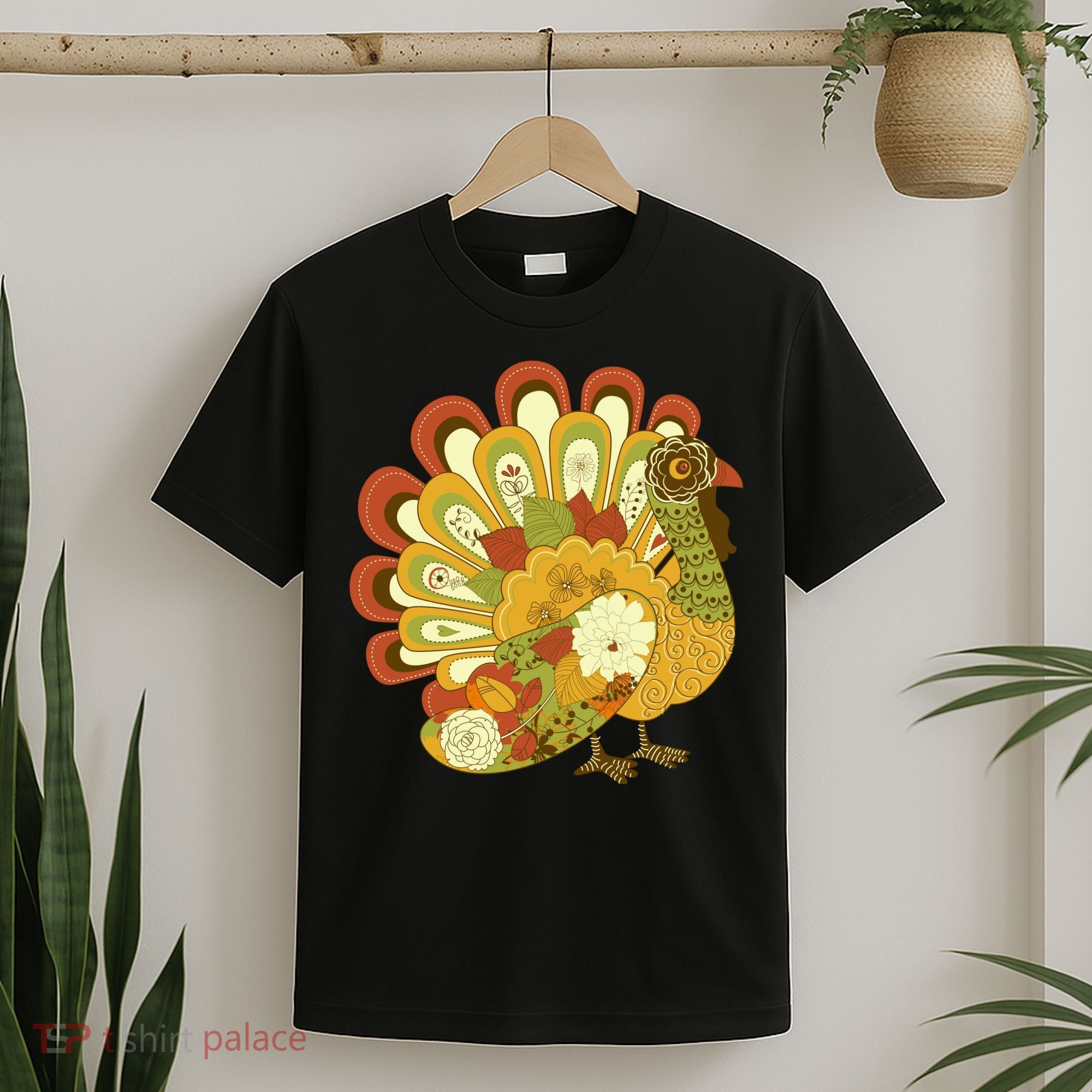 Happy Thanksgiving Floral Turkey T-Shirt