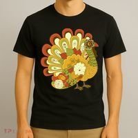 Happy Thanksgiving Floral Turkey T-Shirt thumb 3