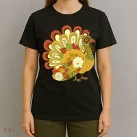 Happy Thanksgiving Floral Turkey T-Shirt thumb 4