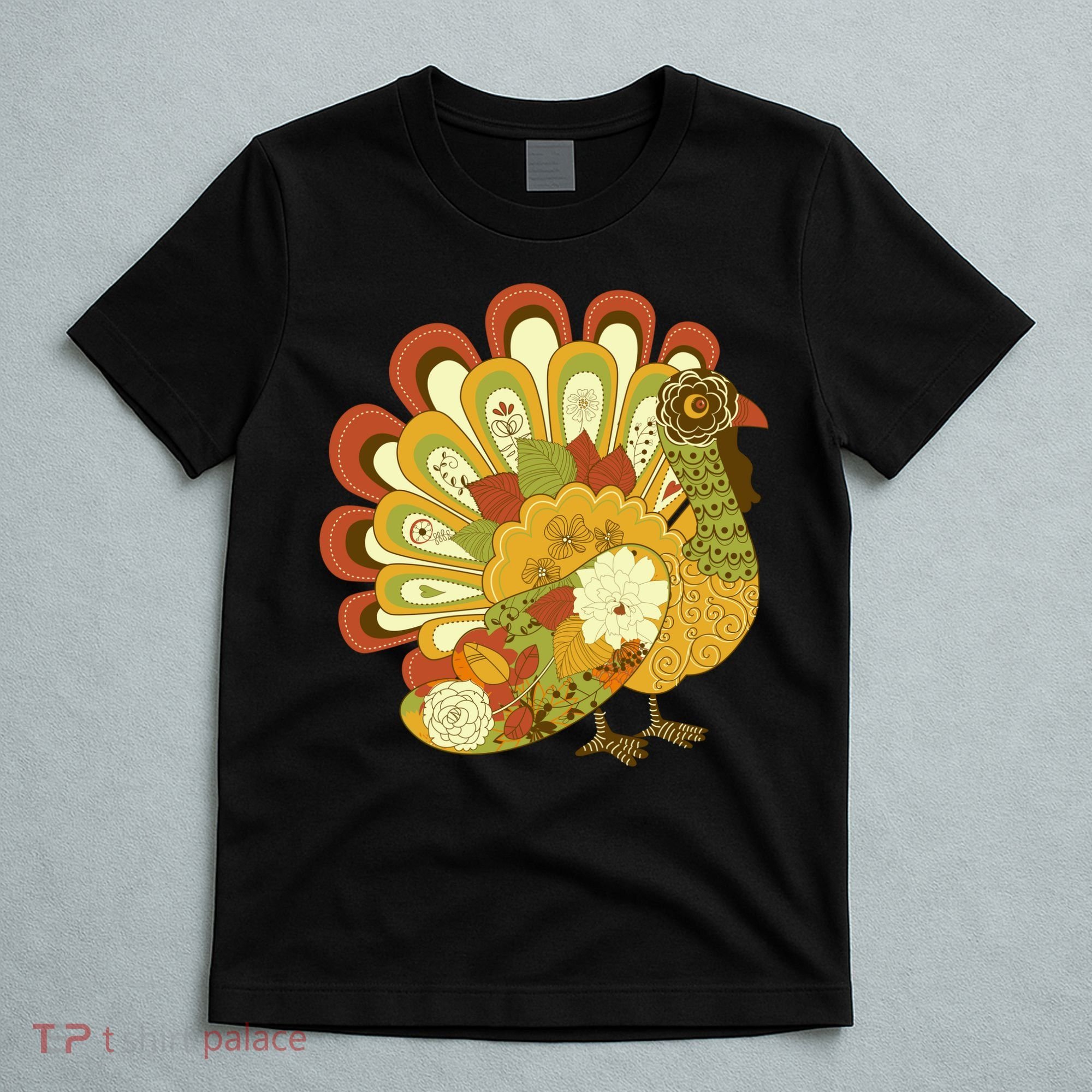 Happy Thanksgiving Floral Turkey T-Shirt