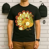 Happy Thanksgiving Floral Turkey T-Shirt thumb 6