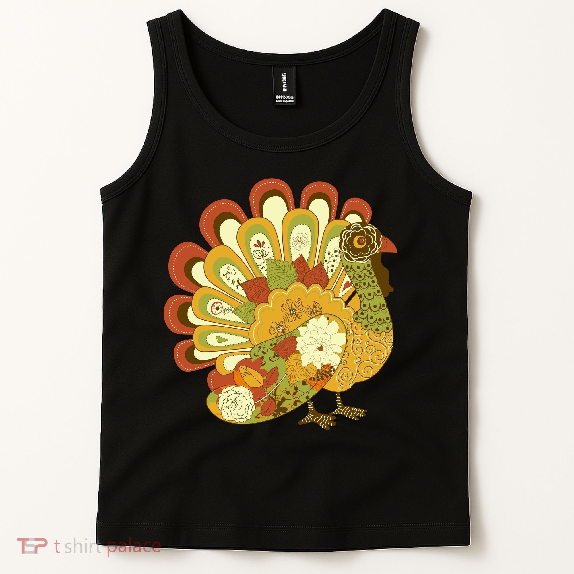 Happy Thanksgiving Floral Turkey Tank Top
