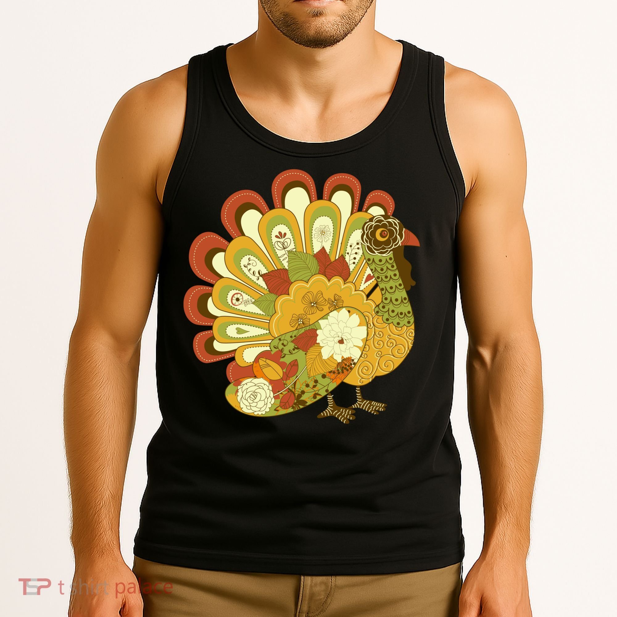 Happy Thanksgiving Floral Turkey Tank Top