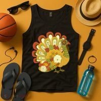 Happy Thanksgiving Floral Turkey Tank Top thumb 4