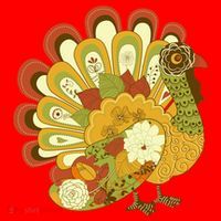 Happy Thanksgiving Floral Turkey Santa Hat thumb 1