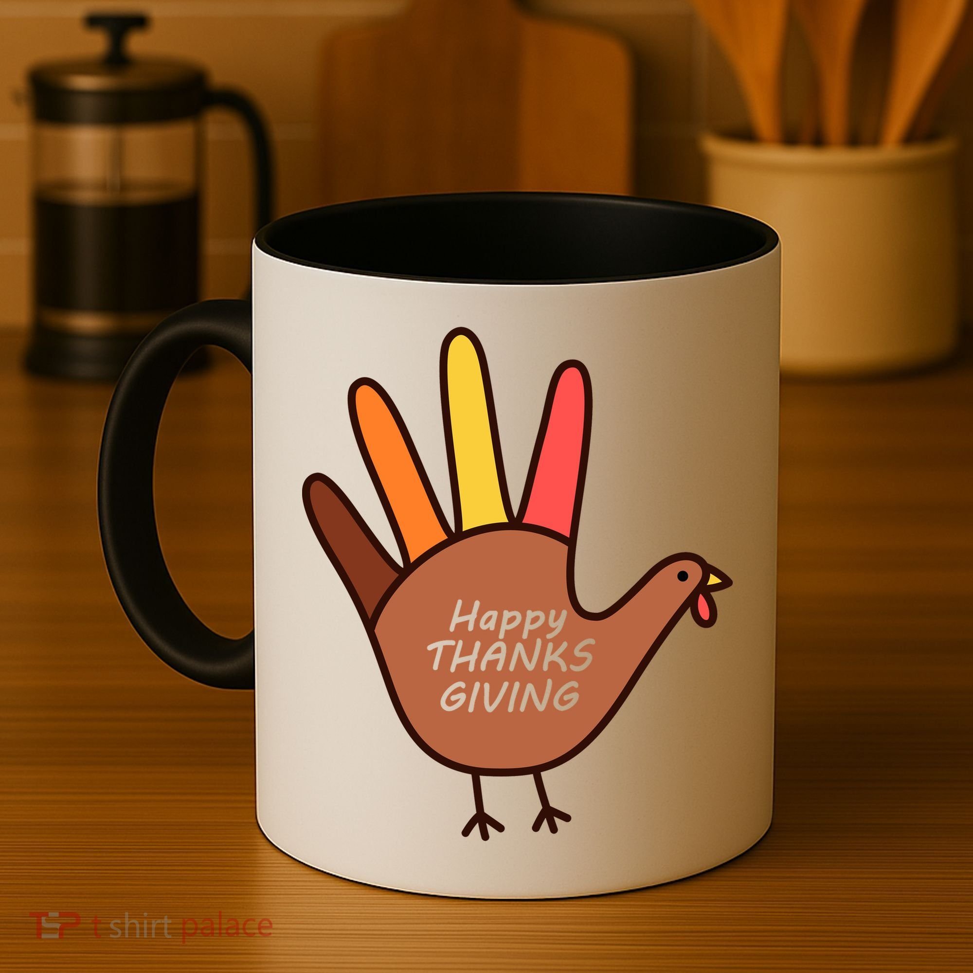 Happy Thanksgiving Hand Turkey Coffee Mug