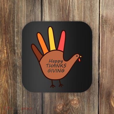 Happy Thanksgiving Hand Turkey Coaster