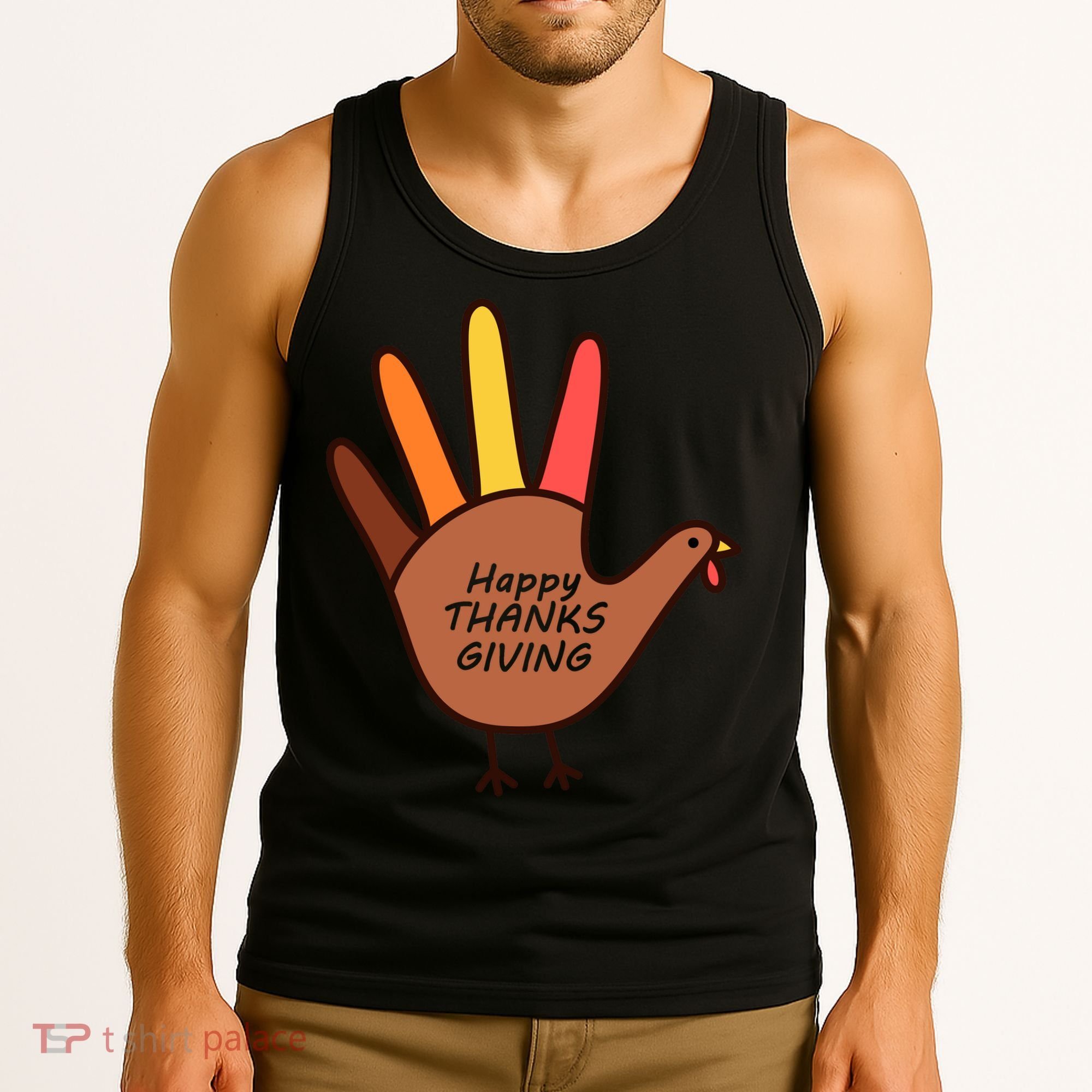 Happy Thanksgiving Hand Turkey Tank Top