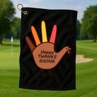 Happy Thanksgiving Hand Turkey Golf Towel thumb 1