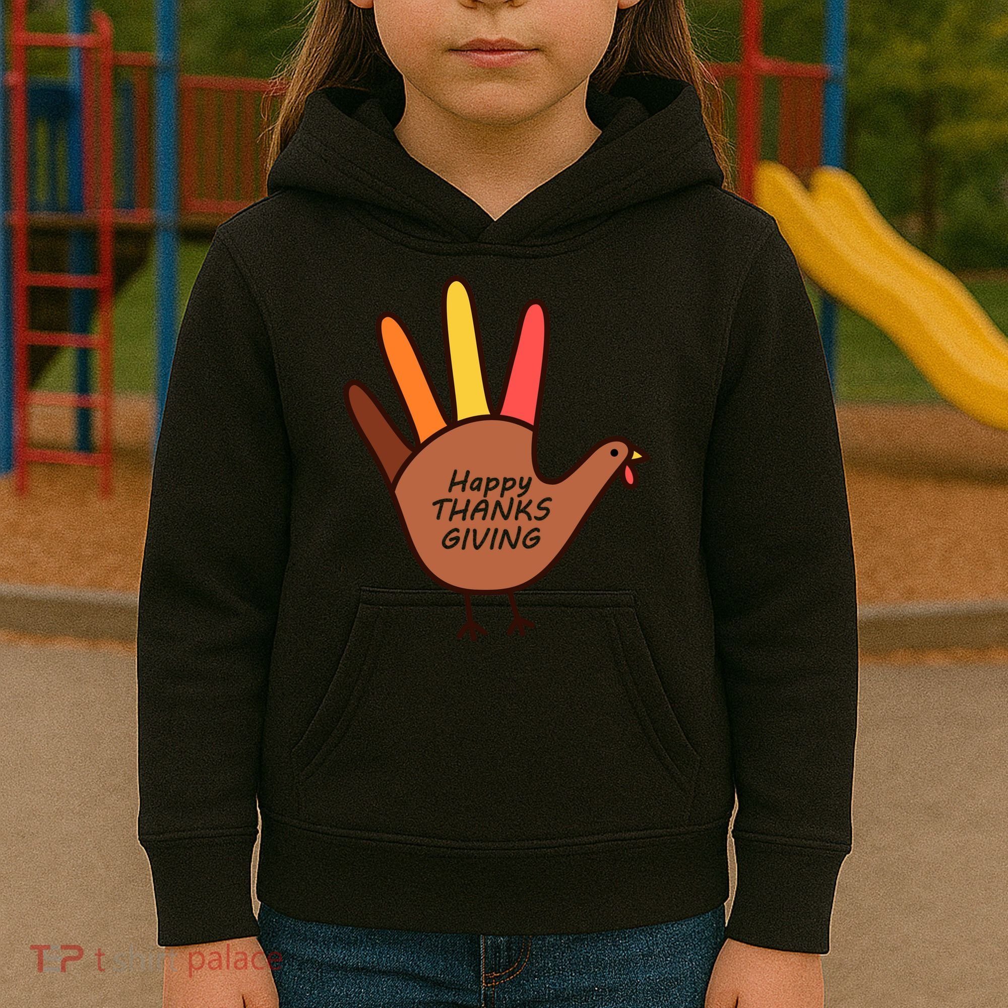 Happy Thanksgiving Hand Turkey Kids Hoodie