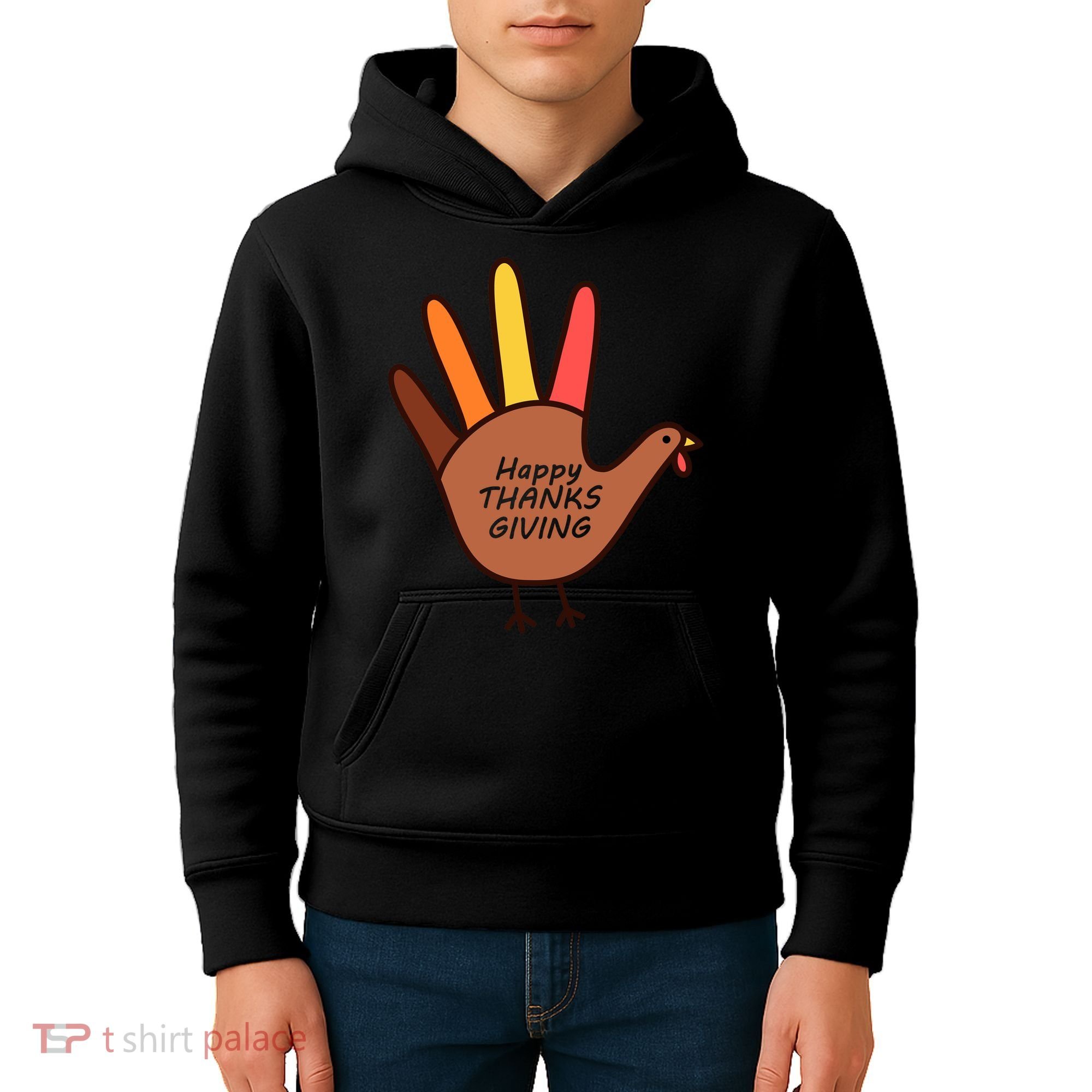 Happy Thanksgiving Hand Turkey Kids Hoodie