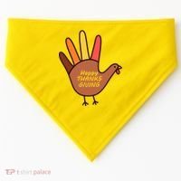 Happy Thanksgiving Hand Turkey USA-Made Doggie Bandana thumb 0