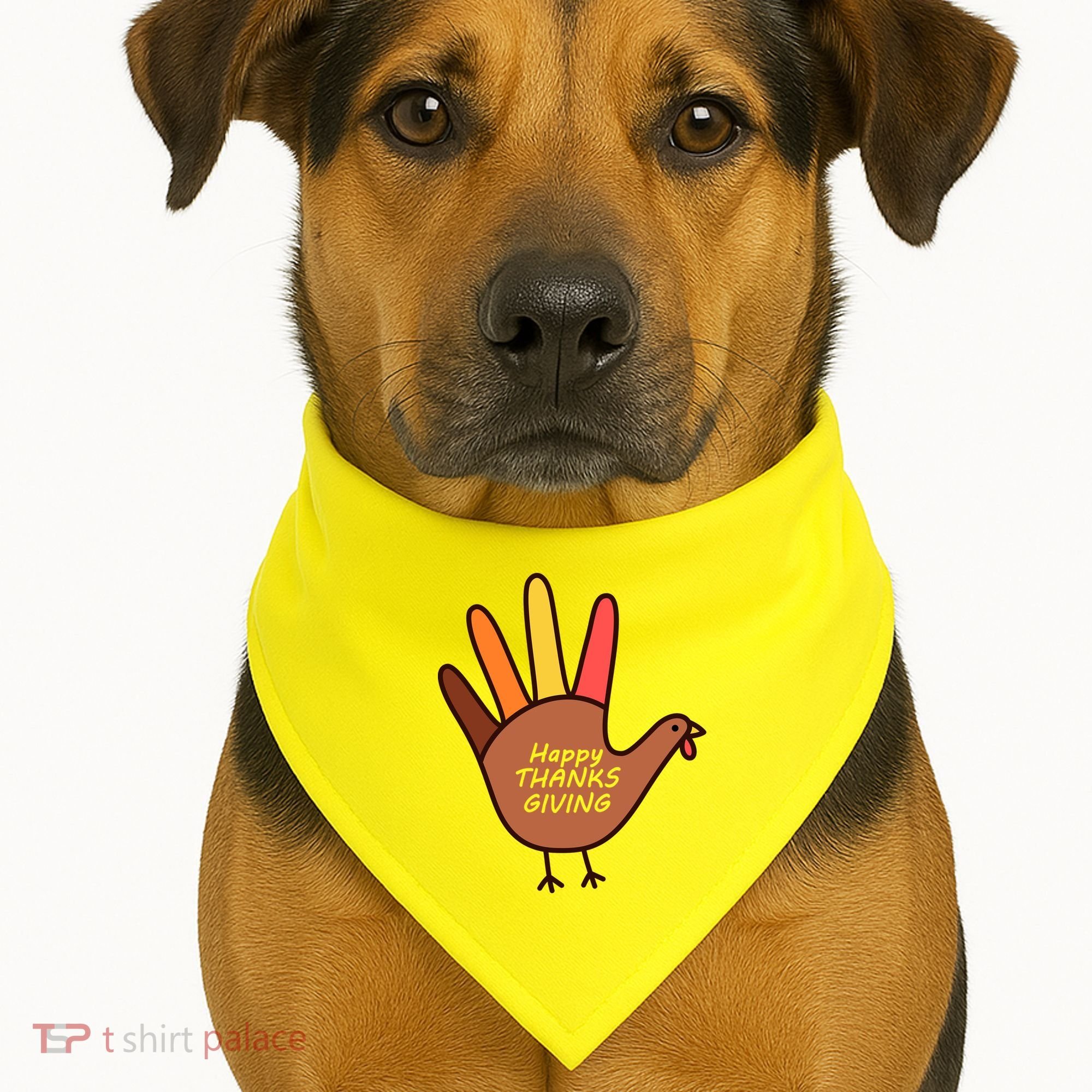 Happy Thanksgiving Hand Turkey USA-Made Doggie Bandana