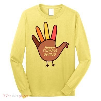 Happy Thanksgiving Hand Turkey Long Sleeve Shirt