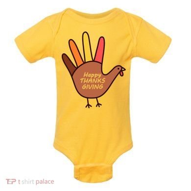 Happy Thanksgiving Hand Turkey Baby Bodysuit