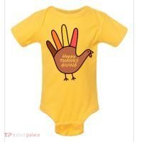 Happy Thanksgiving Hand Turkey Baby Bodysuit thumb 0
