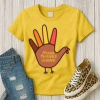 Happy Thanksgiving Hand Turkey Women's T-Shirt thumb 3